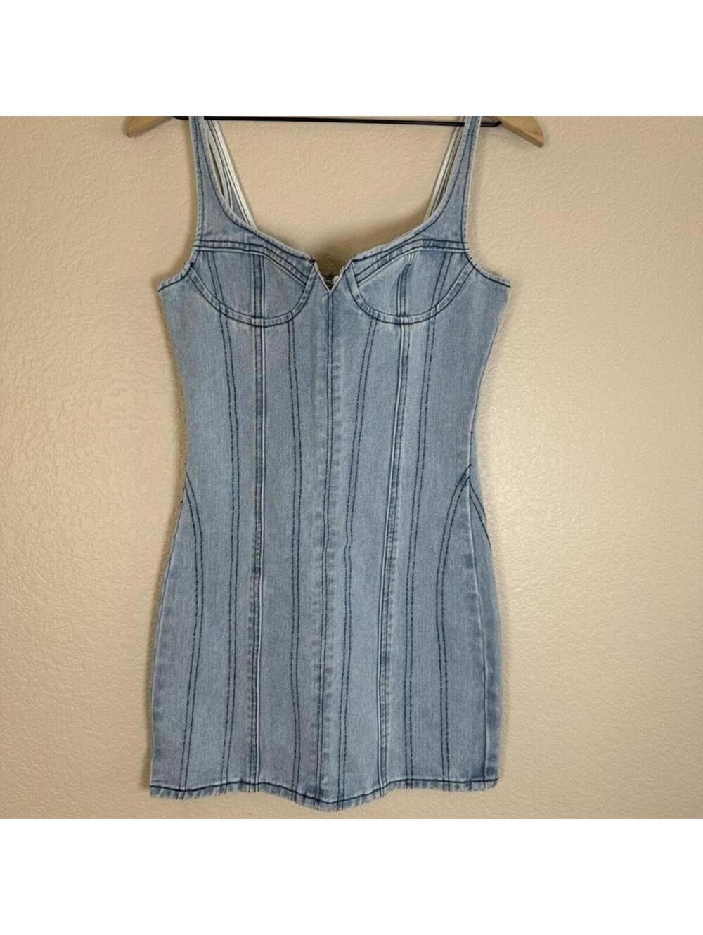 Forever 21 Bustier Light Denim Mini Dress